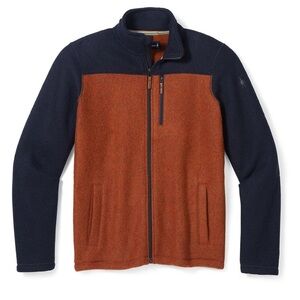 Smartwool Men's Hudson Trail Fleece Full Zip Jacket - Navy/ Picante XL